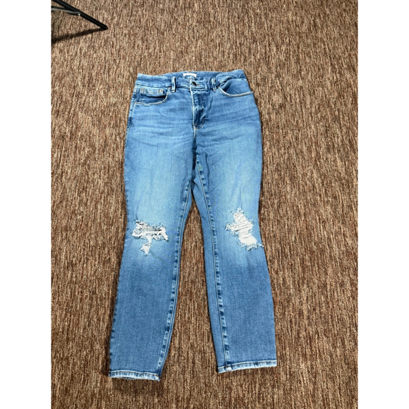 Women's GOOD AMERICAN Blue Distressed Skinny Jeans 12 - Picture 3 of 10